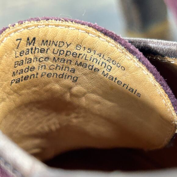 VTG Naya Mindy Genuine Suede Leather Mid Heel Round Toe Lace Shoes 7M Purple Y2k - Picture 5 of 8